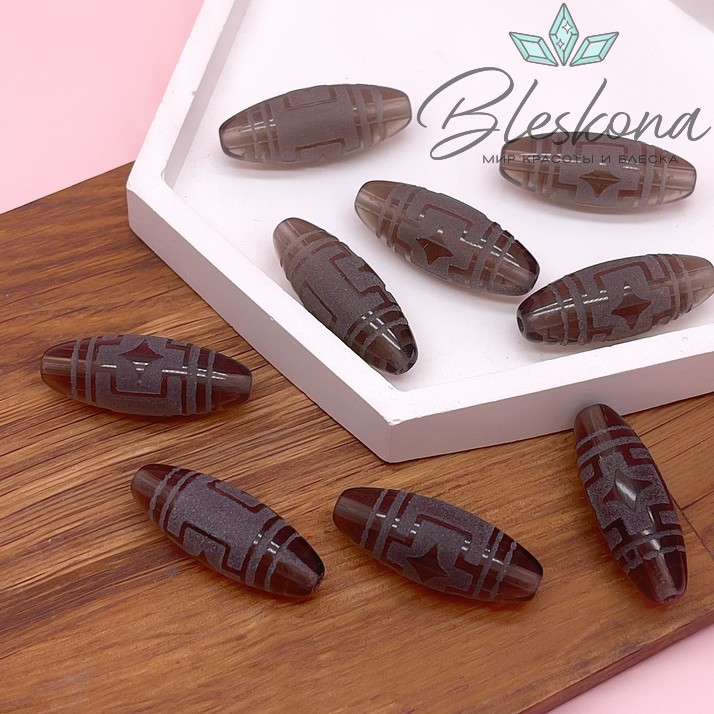 Бусина Дзи Две звезды (Мирный крест) 30*11 мм