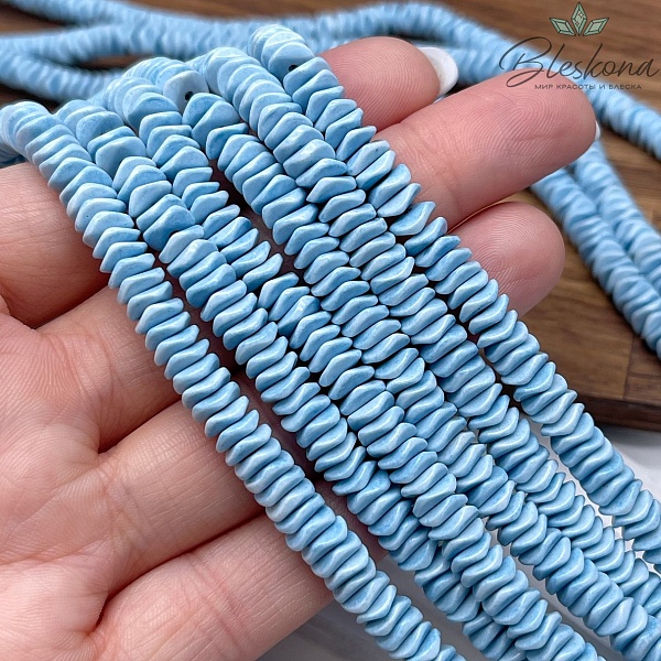 Радужный Агат голубой диски волна 2*6 мм (имитация)