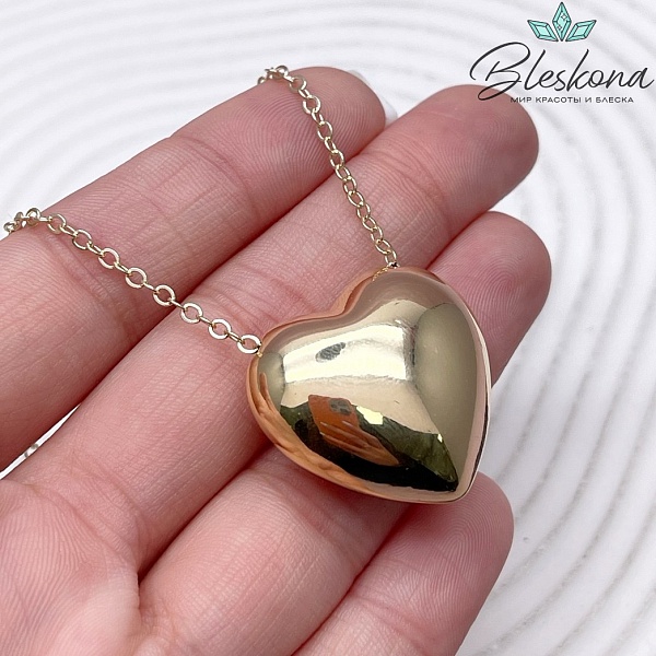 25*26мм Цвет золото, Бусина сердце объемное