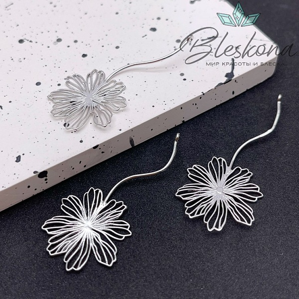45*22 мм Цвет серебро, Подвеска цветок контур