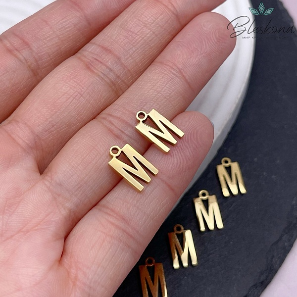 12 мм Цвет золото, Буква M основа сталь