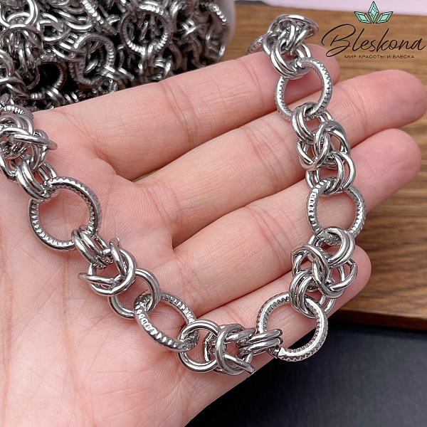 Цепь №9-5 цвет серебро 15 мм/ 22*10 мм