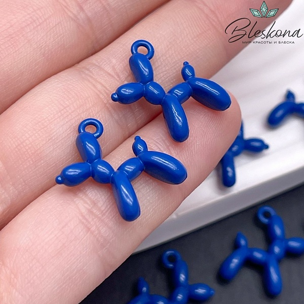 14*18 мм, Подвеска пудель синяя эмаль