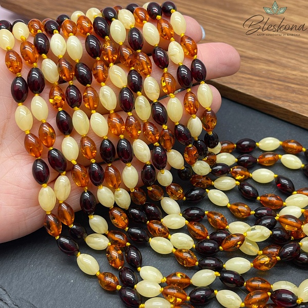 Янтарь микс рис 9*6 мм №1