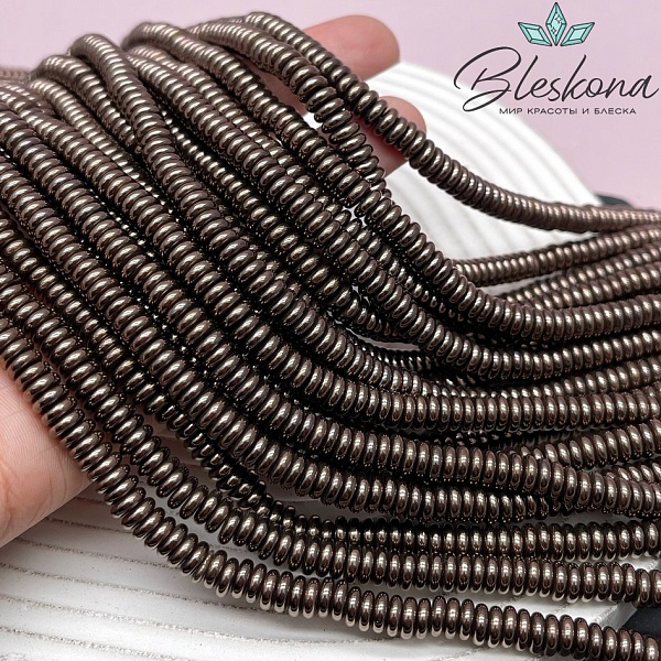 6*2 мм Гематин имитация, цвет коричневый №1 (шоколадный), диски