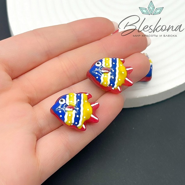 22*17 мм  Бусина рыбка красная