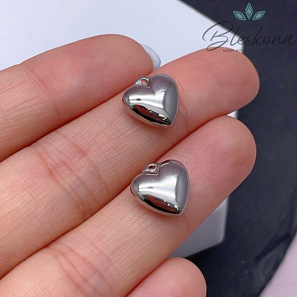 10,9*11 мм Цвет серебро, Подвеска Сердце