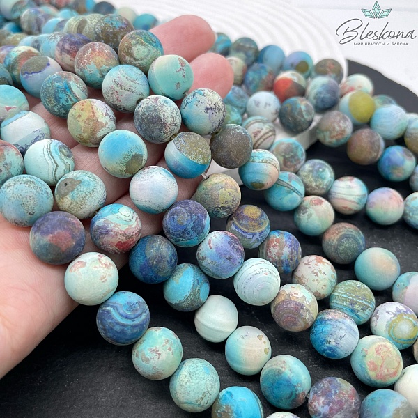 Агат с узором №31 матовый 12 мм