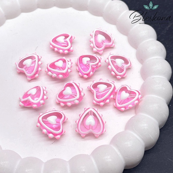 15*16 мм Бусина сердце розовое