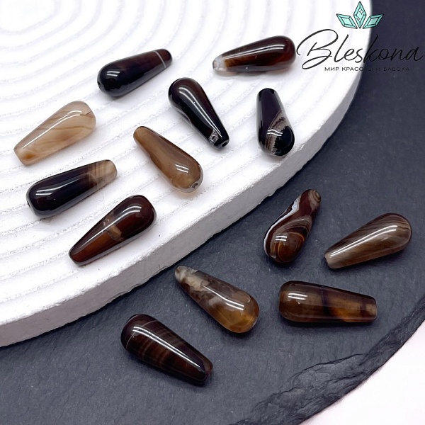 Агат коричневый капля 20*8 мм (штучно)