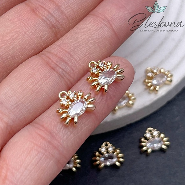 11,5*10мм Цвет золото, Подвеска Краб большой циркон