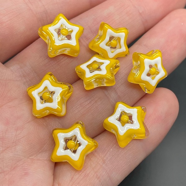 12 мм, Бусина звезда желтая уп.5шт