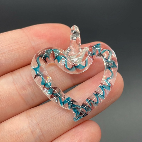 35*39мм, Подвеска сердце сине-сиреневое контур