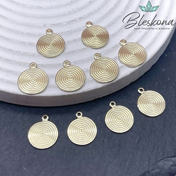 15*13 мм Цвет золото, Подвеска круг спираль 