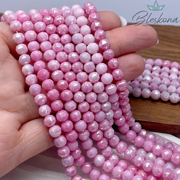 Стекло Lux  розовое огранка острая 6 мм