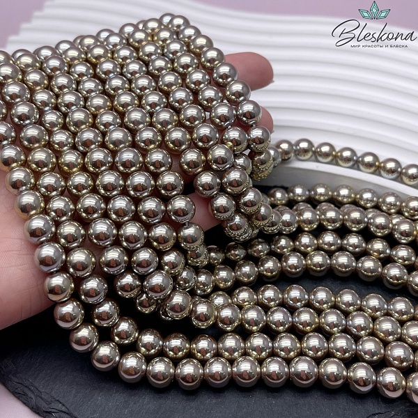 Жемчуг Майорка цвет желтый хамелеон 8 мм