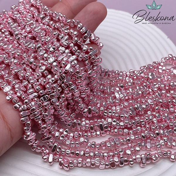 4,5-6 мм Гематин сколы шлифованные, цвет розовый имитация