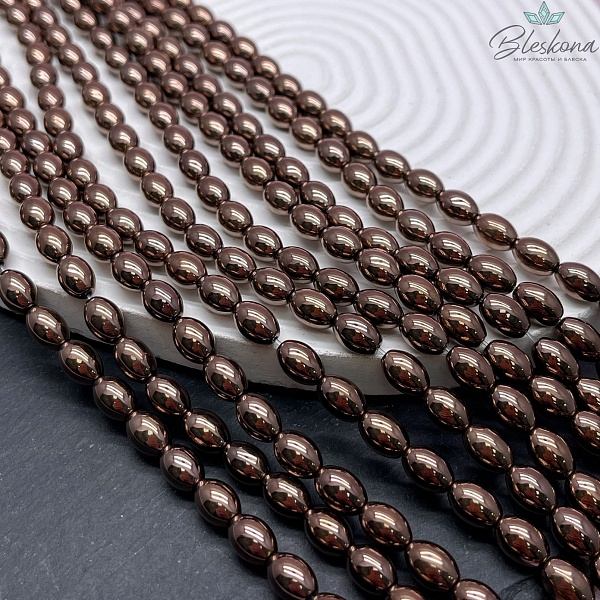 9*6 мм Гематин имитация, Рис коричневый (шоколадный)