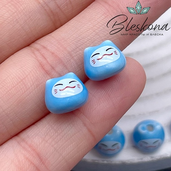 8*10 мм Керамика бусина Котик голубой 