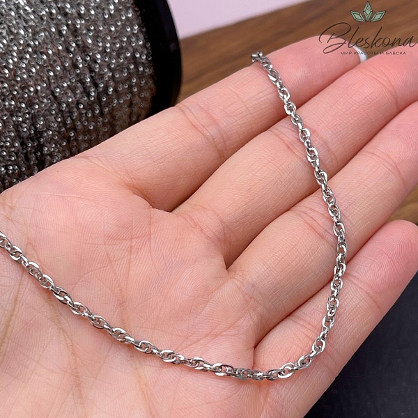 Цепь №С75 Цвет серебро 3*2 мм Сталь