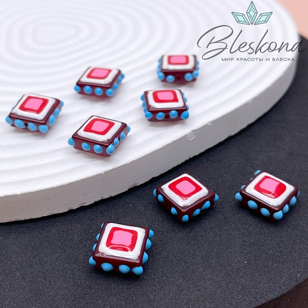 13,5 мм Бусина квадрат бордовый