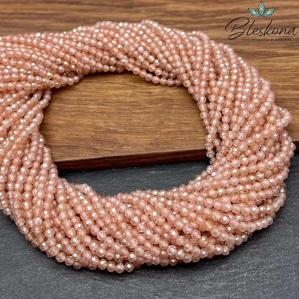 Циркон огранка персиковый 3 мм (кубический цирконий, фианит) 