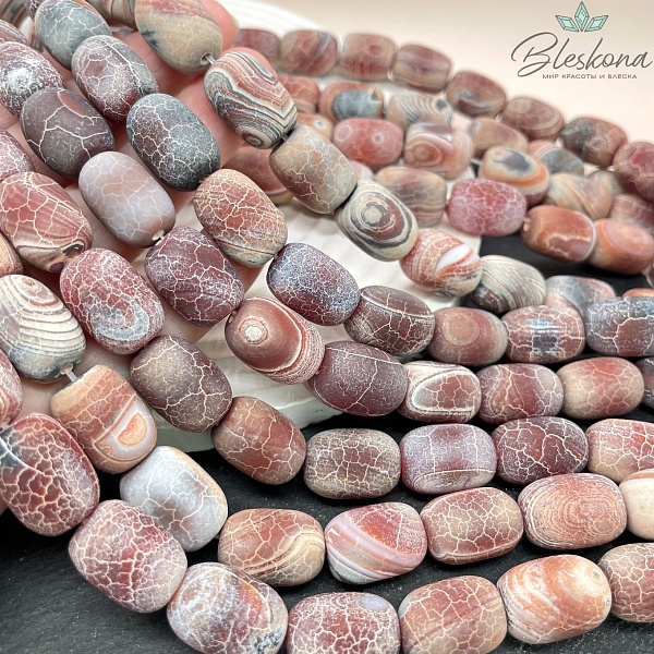 Агат Кракле светло-коричневый бочата 18*13 мм