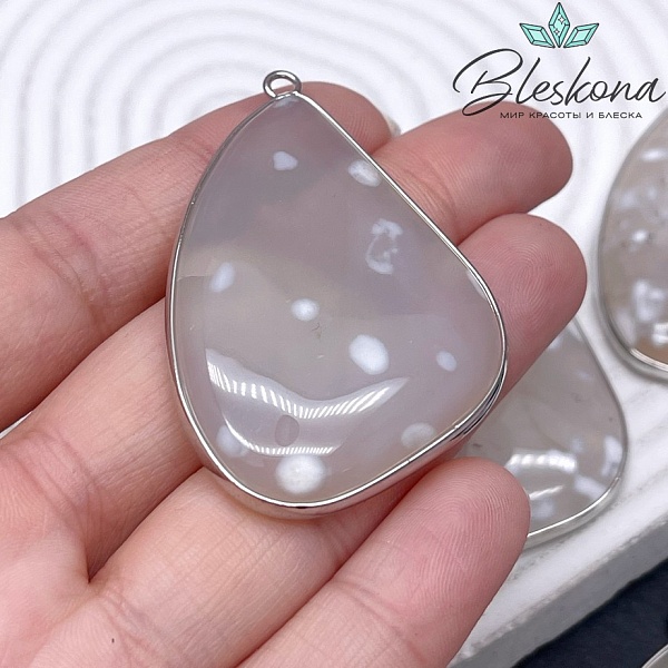 58*39 мм Цвет серебро, Подвеска фриформ Агат