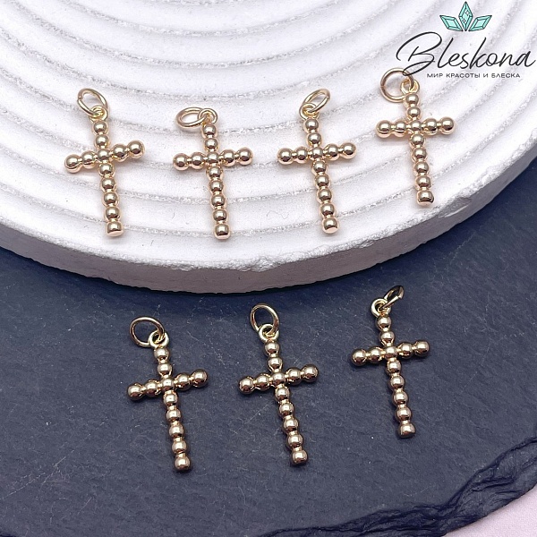 20*11,5 мм Цвет золото, Подвеска Крест шарики