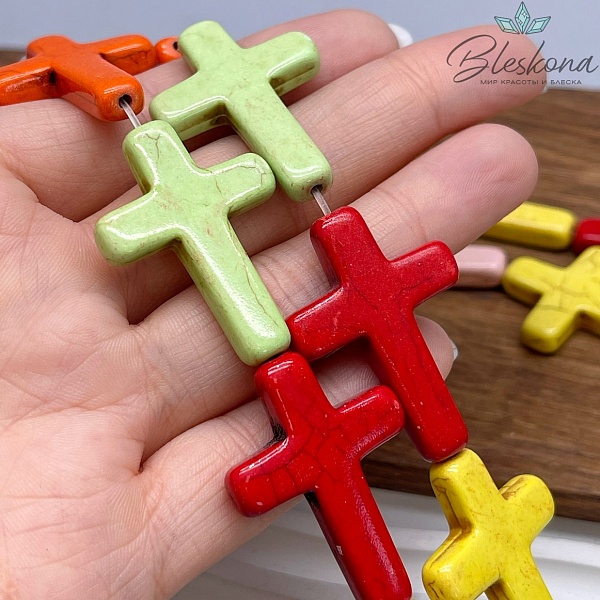 35*25 мм Магнезит (Говлит) имитация крест микс (тонированный)