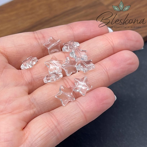 9 мм  Бусина звезда, цвет прозрачный, уп.10 штук