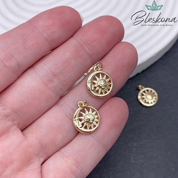 13,5*11 мм Цвет золото, Подвеска солнце и луна 