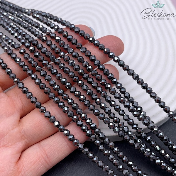 4 мм Гематин имитация, алмазная огранка