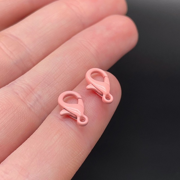 12 мм , Замок круглый  бледно-розовая эмаль