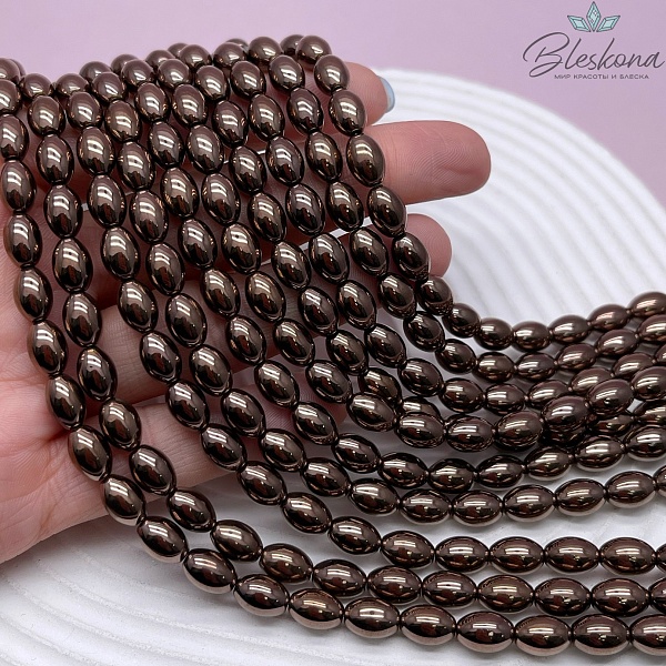 9*6 мм Гематин имитация, Рис коричневый (шоколадный)