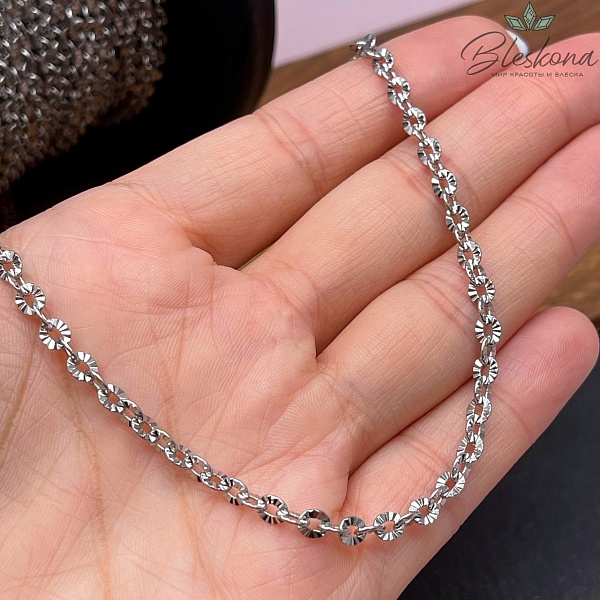 Цепь №С63 Цвет серебро 4,4*3,8 мм резная Сталь