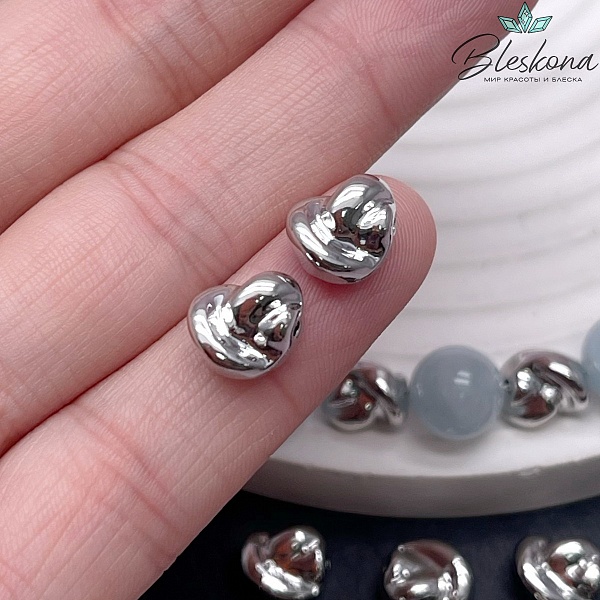 9,5*9 мм Цвет серебро, Бусина фриформ 