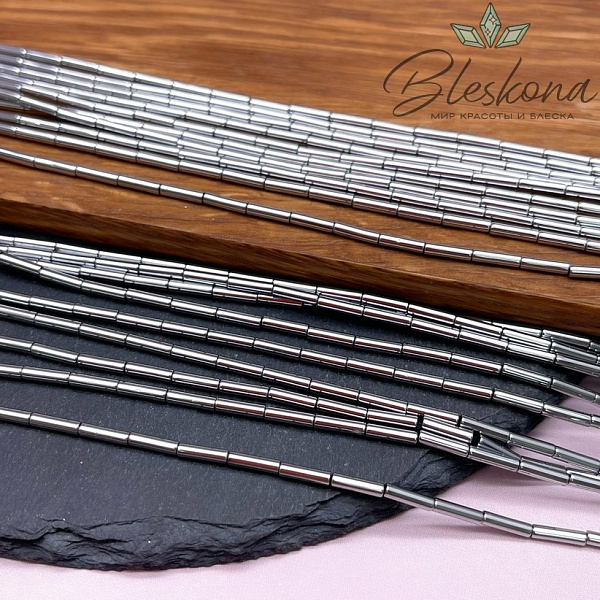 8*2 мм Гематин трубочки, цвет темное серебро, имитация