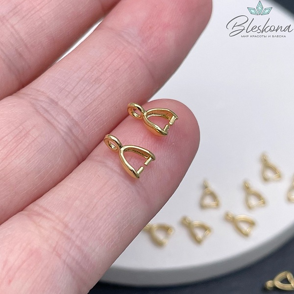 8*2 мм Цвет золото, Бейл Зажимной гладкий мини Люкс