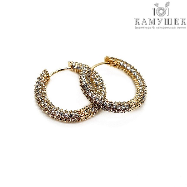 ⌀18мм Цвет золото, Швензы бублик Конго цирконы Люкс 
