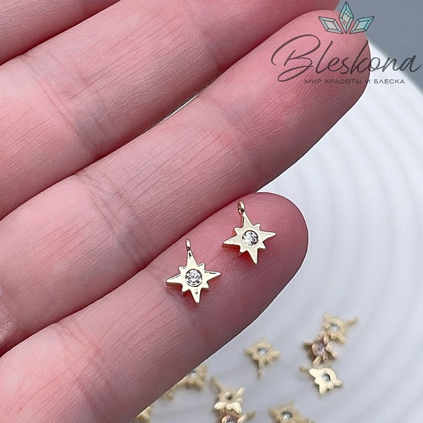 8,5*7 мм Цвет золото, Подвеска Северная звезда циркон 