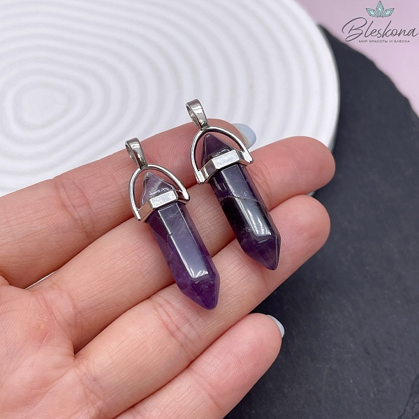 42*9 мм Цвет серебро, Подвеска маятник Аметист