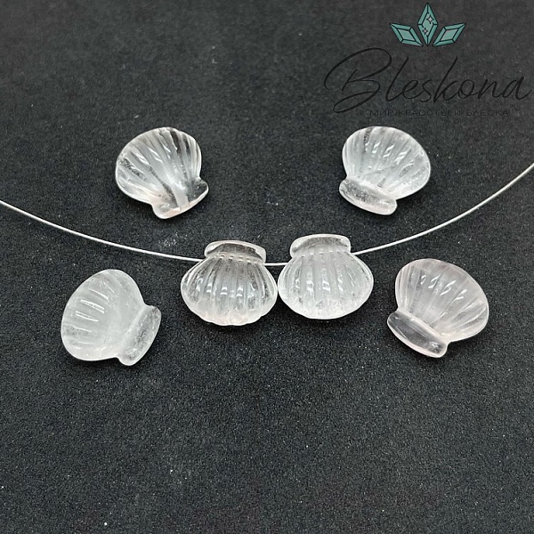 14 мм Резная Бусина Ракушка Горный Хрусталь