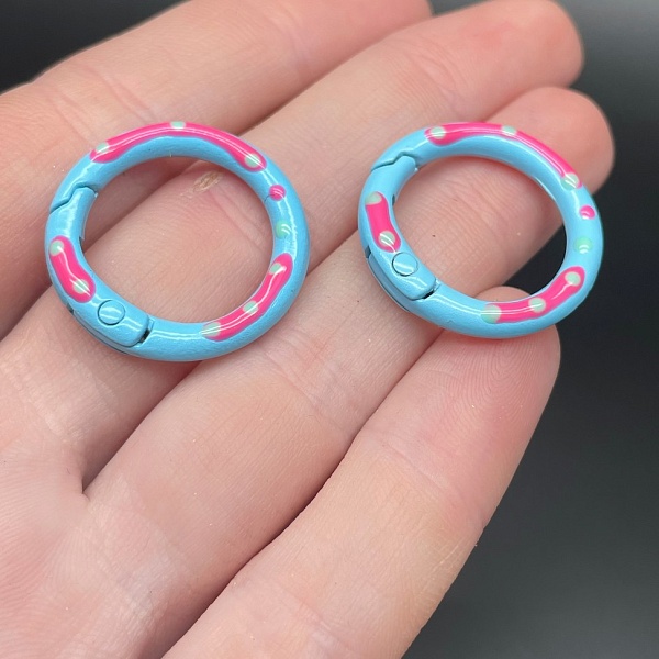 25мм , Замок круг разводы голубая эмаль