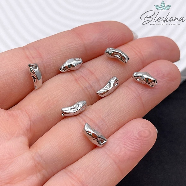 9,5*4 мм Цвет серебро, Бусина фриформ