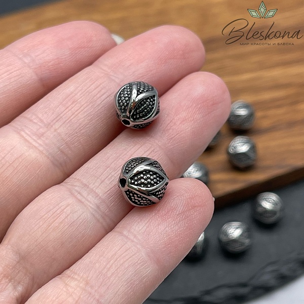 Бусина круглая, цвет серебро 10 мм