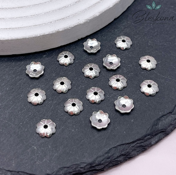7 мм, Шапочка цветок посеребрение
