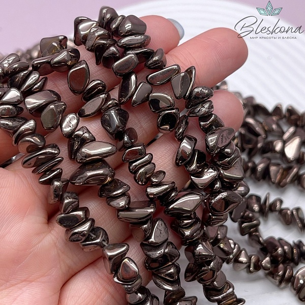 УЦЕНКА 9-12 мм Гематин сколы шлифованные имитация, коричневый  (шоколадный)