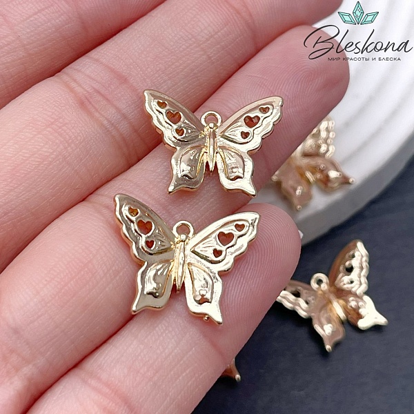 15*19 мм Цвет золото, Подвеска Бабочка 