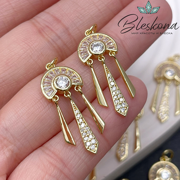 27,8*11,6 мм Цвет золото, Подвеска с цирконами